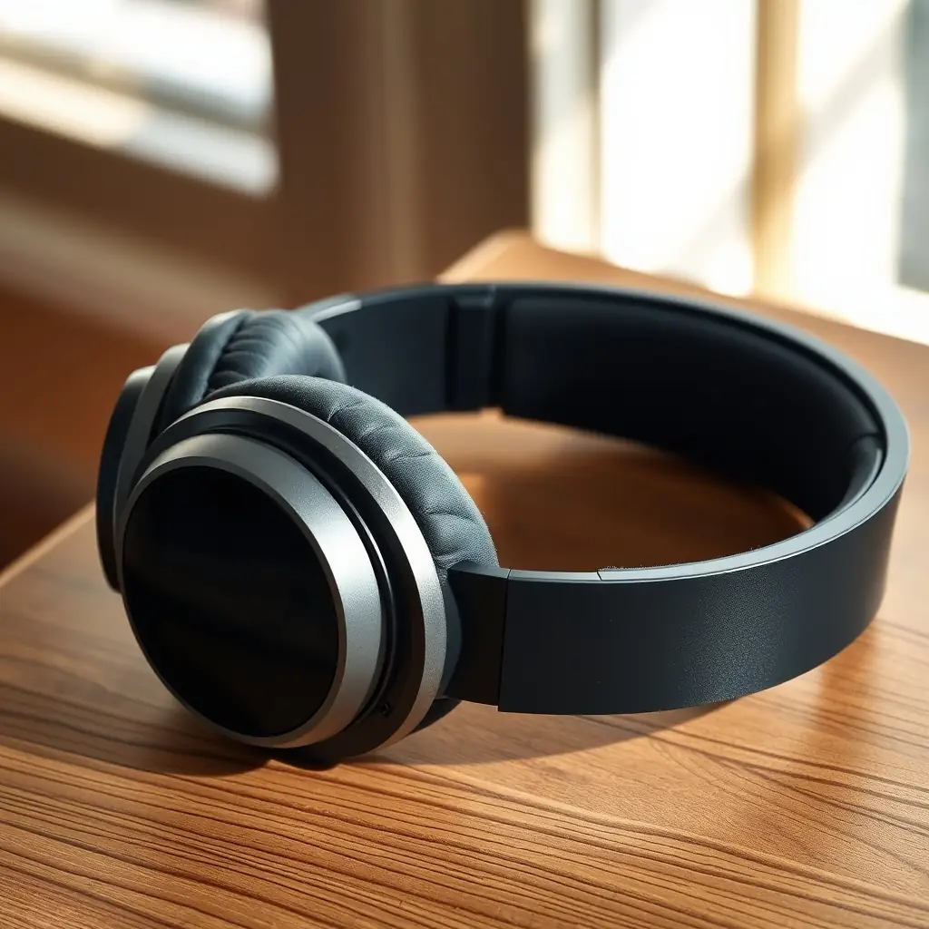 A pair of vintage headphones with leather earpads and a metal frame.