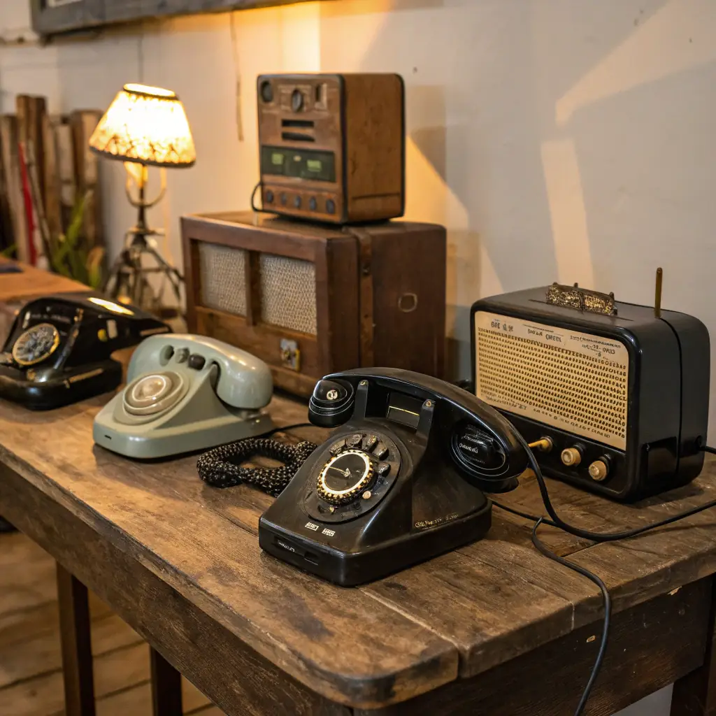 A collection of vintage radio tubes in various sizes and shapes.